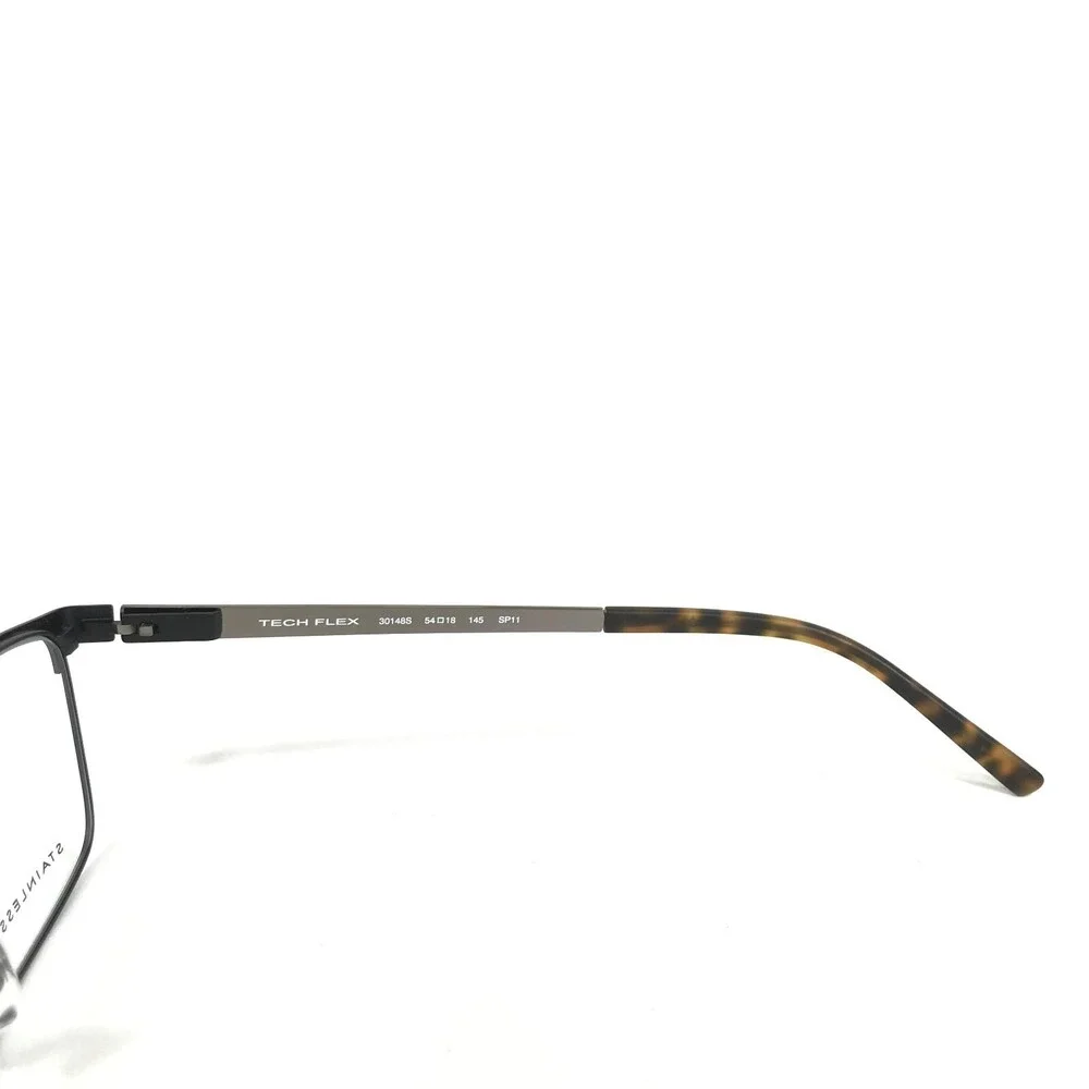 Tech Flex Large Eyeglasses Frames 30148S SP11 Black Silver Square 54-18-145